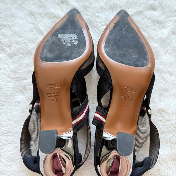 Fendi Colibri Mesh Slingback Pumps size 40 EU Authentic Retail 995$ - Picture 8 of 12